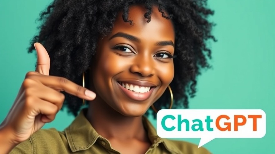 Confident African woman showcasing ChatGPT logo for AI Educator tutorials