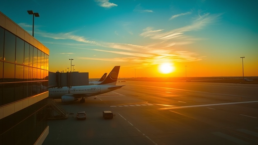 Airport scene highlighting flight delays affecting business travelers' plans.