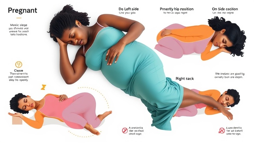 Pregnancy sleep tips infographic showing side sleeping benefits and cautions.