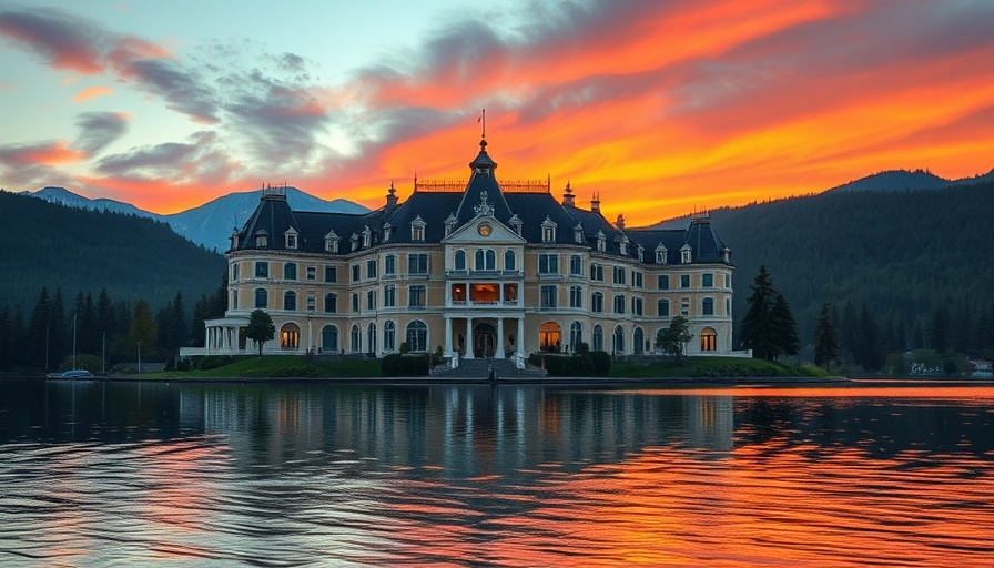 Grand hotel by lake at sunset, Birthday Getaway Ideas in New York.