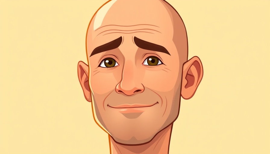 Digital portrait of a bald man with gentle expression.