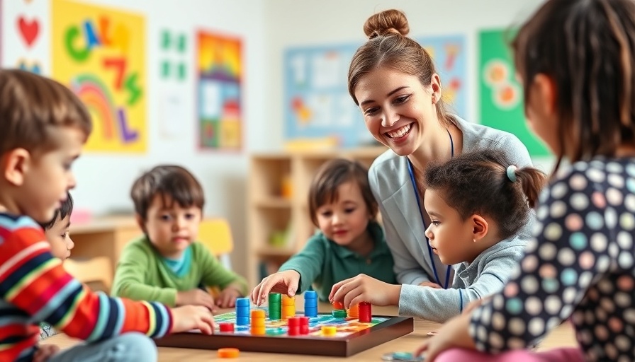 Children in ABA therapy session with a therapist, playing a board game.