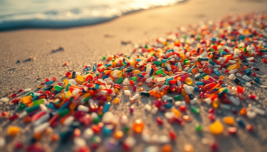 Microplastics scattered on a beach highlighting health concerns.