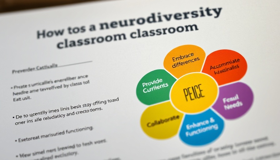 Infographic showing neurodiversity classroom PEACE model.