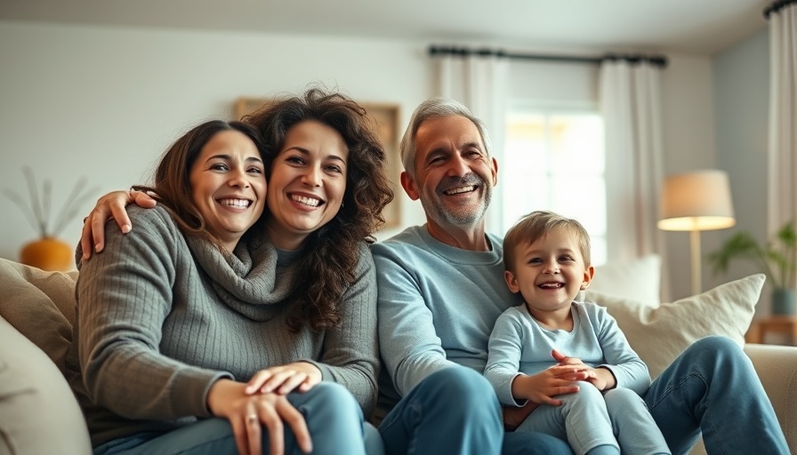 Happy family enjoying togetherness in cozy living room