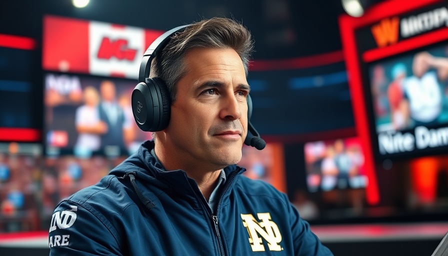 Notre Dame Offensive Line Excellence vibrant commentator in a studio setting.