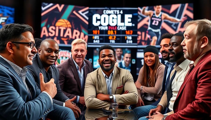 AI sports betting discussion by analysts in a vibrant studio.