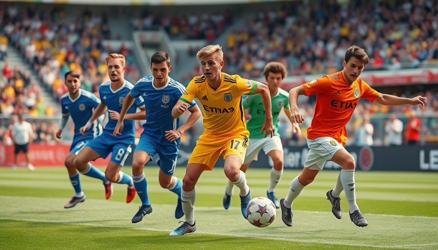 Young soccer players showcasing skills, vibrant action.