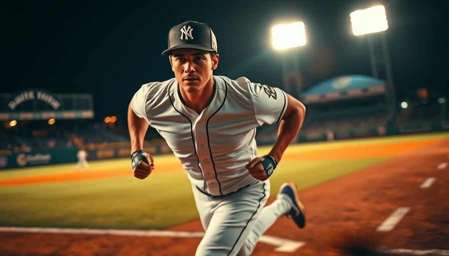 AI sports betting concept with baseball player in motion.