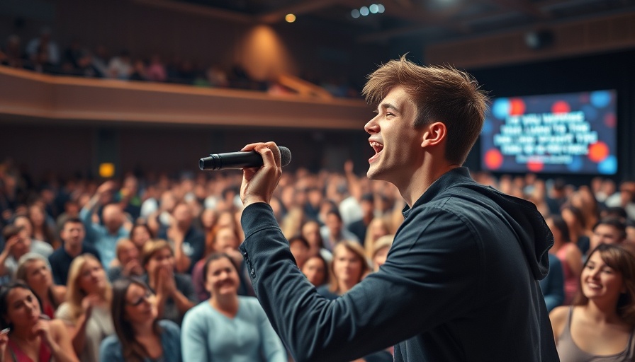 Lively karaoke scene with crowd participation in an auditorium.