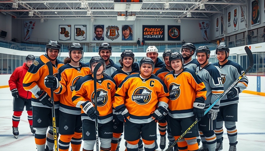 NHL Player Inclusion Coalition event with diverse group on ice rink.