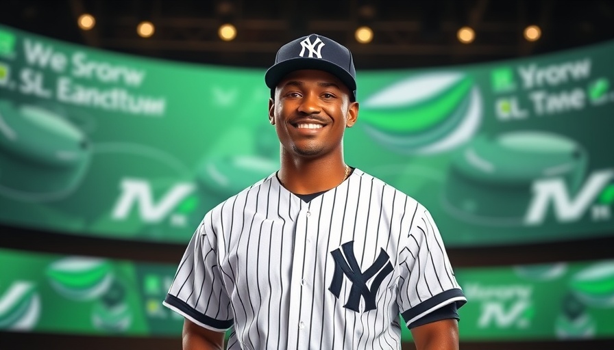 AI sports betting concept with baseball player on digital sports show.