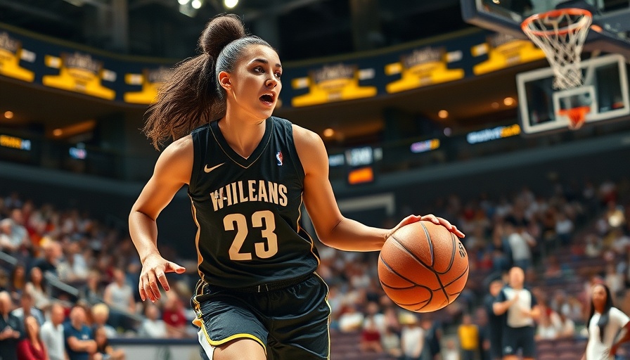 AI sports betting concept with female basketball player in action.
