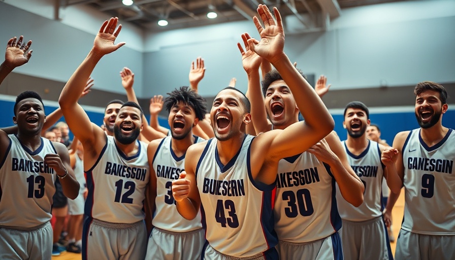 Ecstatic basketball team celebrates a wild NBA season prediction.