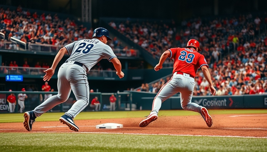 AI sports betting illustrated by intense baseball game action.