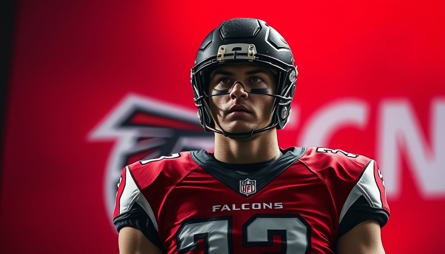 Atlanta Falcons player with serious expression raising injury concerns.