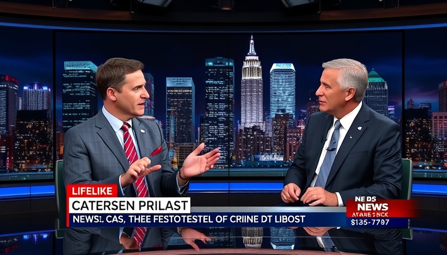 Censorship Threat in America discussion on news show with two men in split screen.