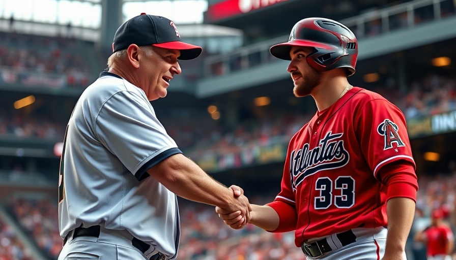 Atlanta baseball news scene with coach and player handshake