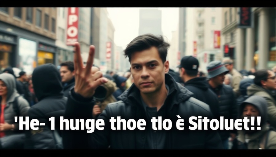 Blurred image of a crowd with focus on a hand gesture.