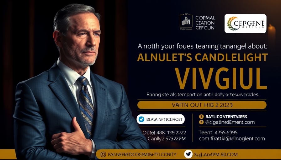 ASU TPUSA Candlelight Vigil event poster with details and image of a man.