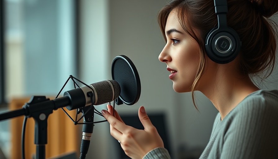 Charlie at the Hamptons: Woman podcasting in a studio.