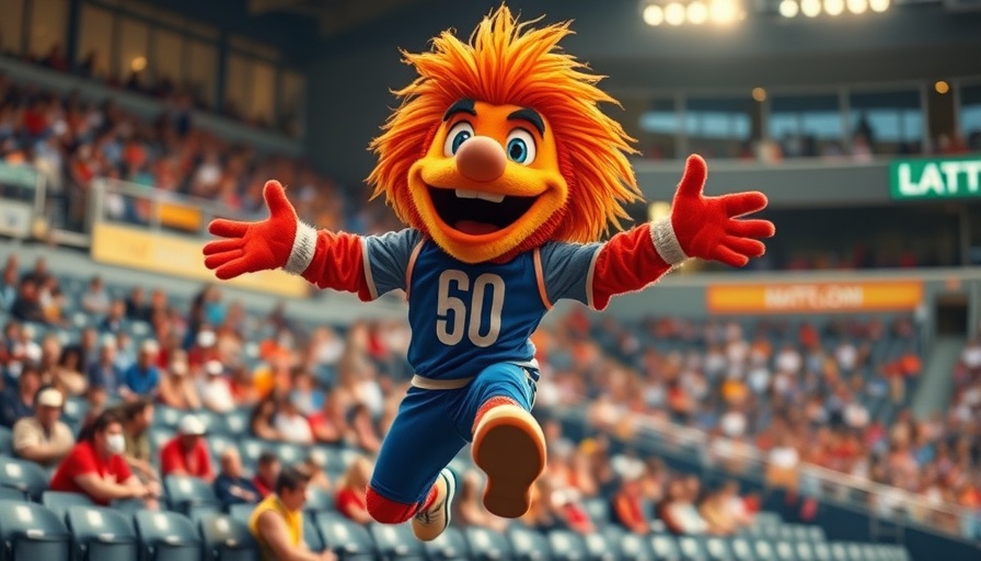 Enthusiastic mascot entertaining in a stadium setting