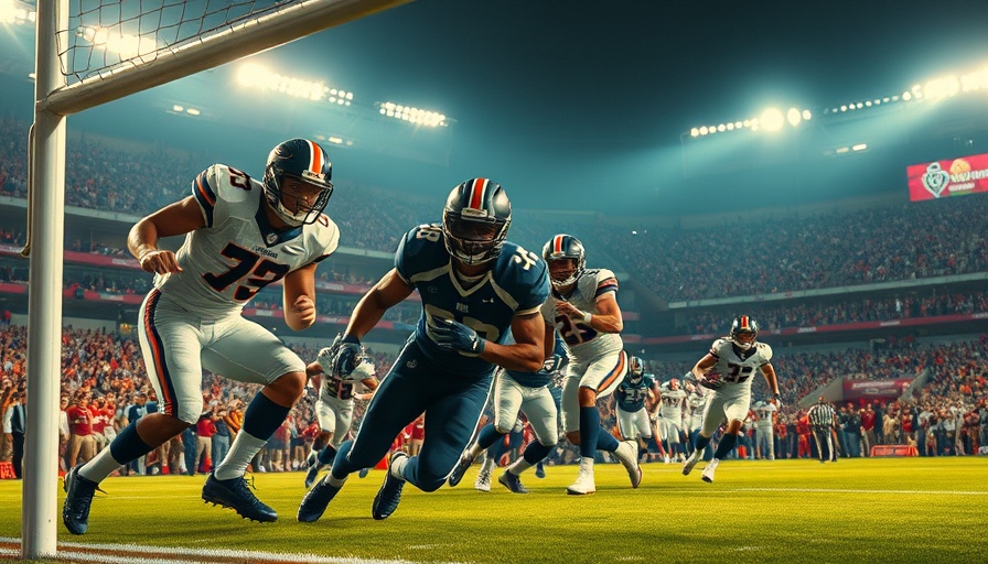 Vivid football game action capturing a field goal block, AI sports betting.