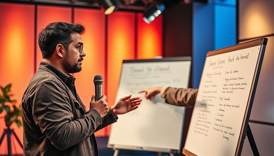 Two men discussing political topics in a modern studio.