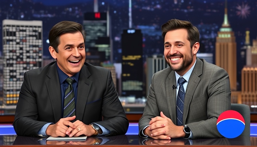 TV host and guest, humor and tension in late-night show setting.