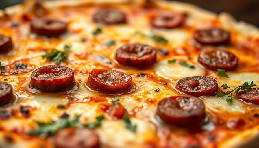 Appetizing pizza with sausage and peppers from best restaurants in Atlanta.