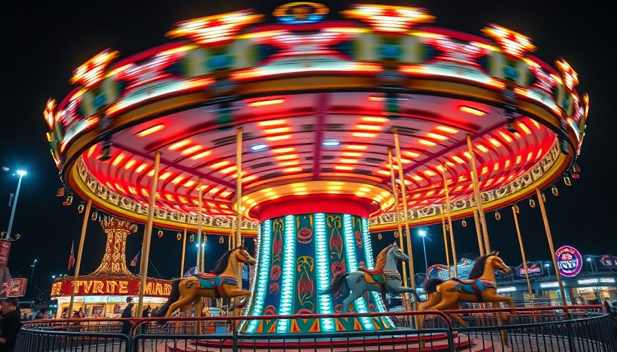 Colorful carousel ride at North Georgia State Fair with vibrant lights.