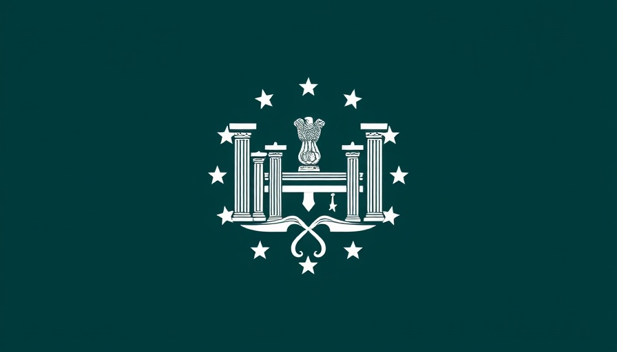 Minimalist Georgia emblem symbolizing governance in dark teal design.