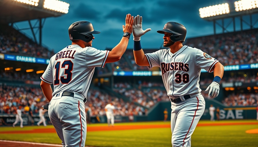 AI sports betting: Celebrating baseball players in a crowded stadium.