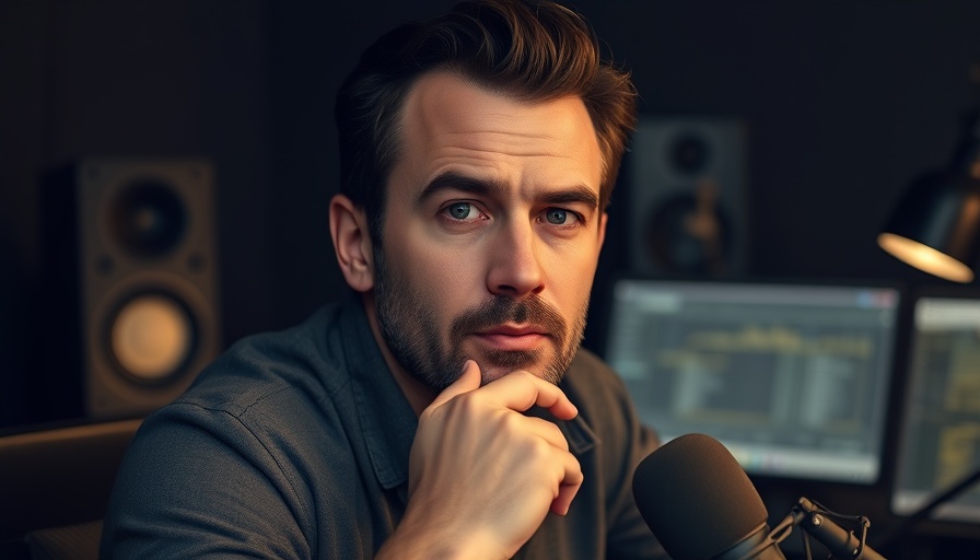 Serious man at podcast desk discussing Charlie Kirk argument against abortion.