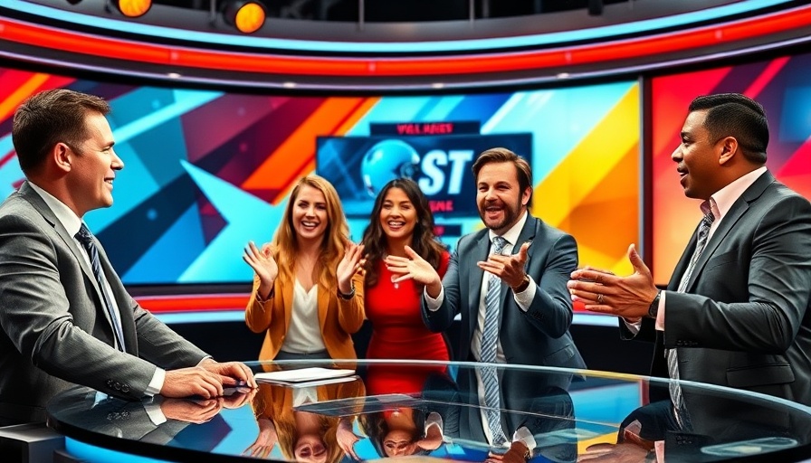 Dynamic sports broadcast panel discussing MLS live on YouTube.