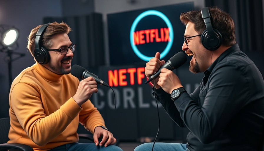Discussion on Netflix kids programming with two individuals in a podcast setting.