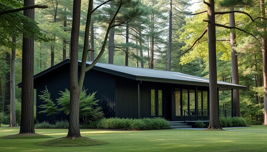 Elegant Mid Century Modern home in Decatur surrounded by trees.