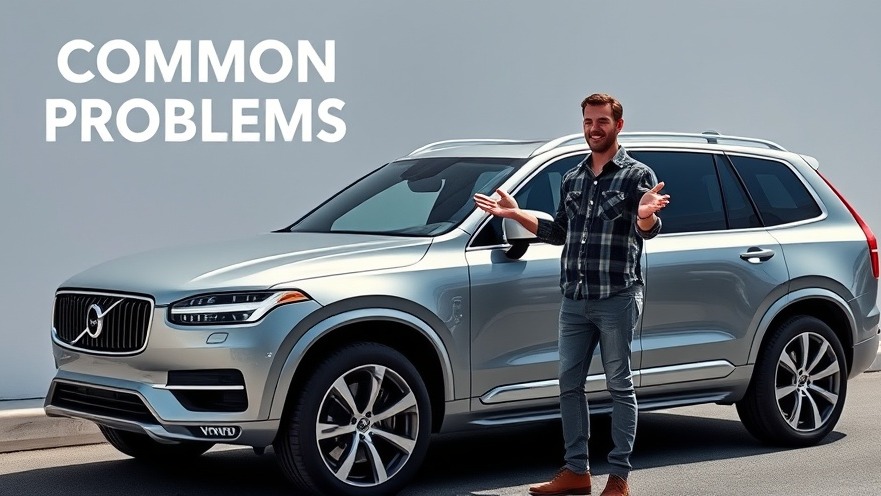 Concerned car owner gesturing beside a Volvo XC90, highlighting vehicle maintenance issues.