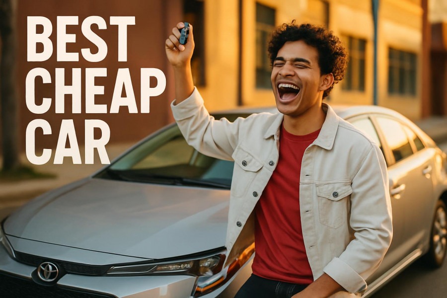 Joyful driver with keys beside a pristine Toyota Corolla, showcasing affordable vehicles.