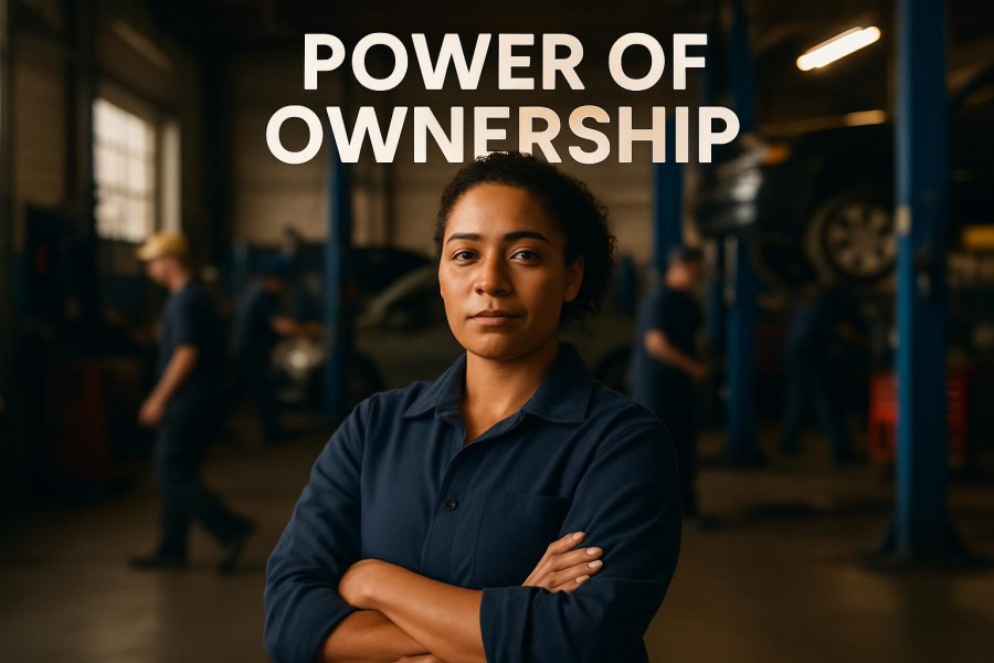 Confident auto shop owner embodies business transformation in a modern workshop.
