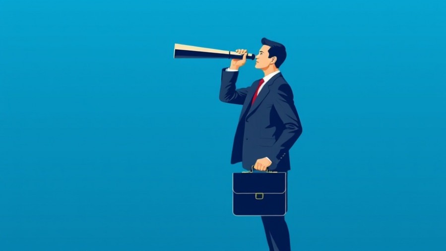Professional businessman symbolizing online reputation and business growth with a telescope.