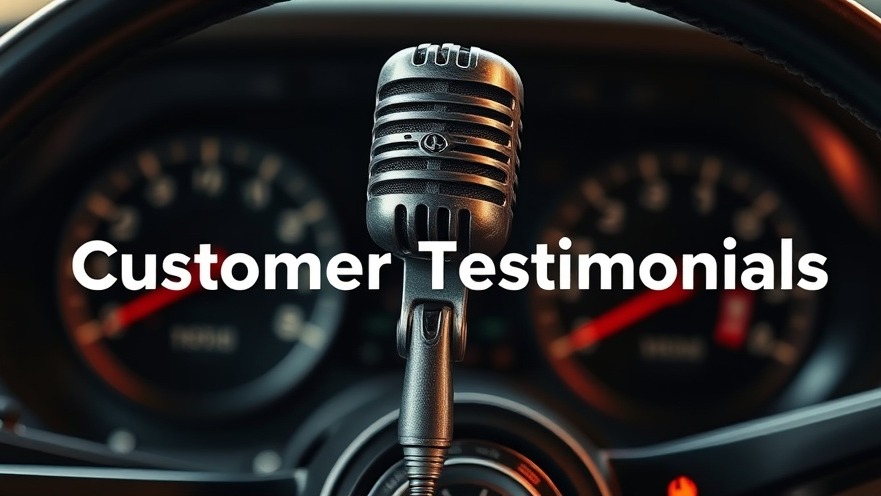 Vintage microphone against a car dashboard, showcasing customer testimonials for auto shop credibility.