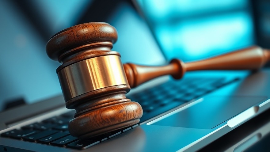 Close-up of wooden gavel on laptop, symbolizing online reputation management for auto repair businesses.
