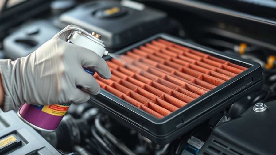 Close-up of car air filter cleaning, showcasing DIY car repairs for effective maintenance.