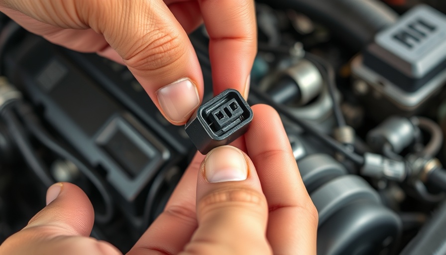 Close-up revealing engine repair tip with connector.