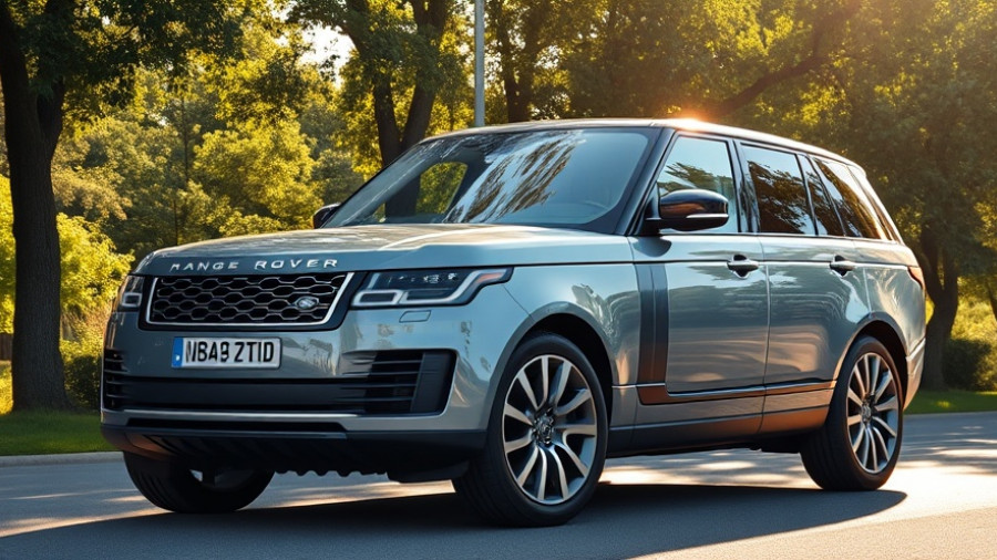 2026 Range Rover P550e features sleek modern design in sunlight.