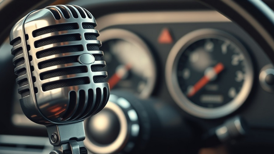 Promotional image for customer retention strategies in auto repair with vintage microphone.