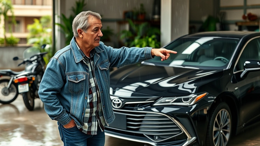 Toyota Avalon 2008 luxury car with man in garage.