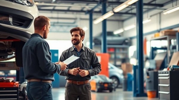 Illustration depicting customer expectations in auto repair, focusing on service quality.