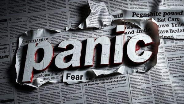 Torn headlines highlighting panic and fear surround brand reputation.